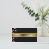 金ゴールドとメタリックピンクの渦巻き 名刺 (スタンド正面)