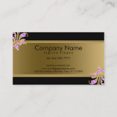 金ゴールドとメタリックピンクの渦巻き 名刺 (裏面)