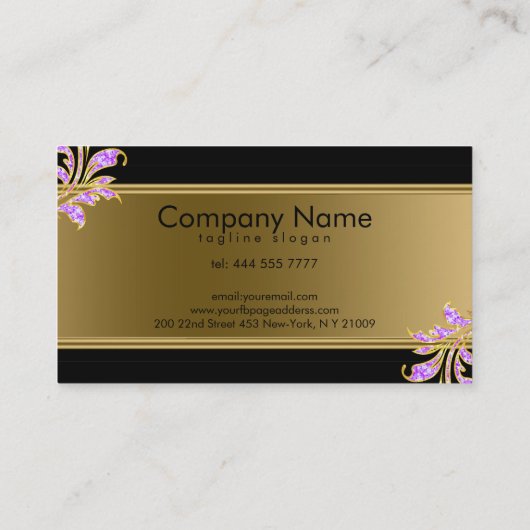 金ゴールドとメタリックピンクの渦巻き 名刺 (裏面)