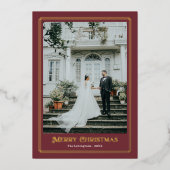 金ゴールドとメルロレッド装飾写真縁ど 箔シーズンカード (正面)