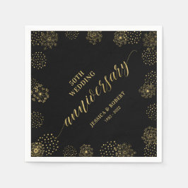 金ゴールドとモダンブラック50結婚周年記念パーティー スタンダードカクテルナプキン