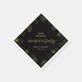 金ゴールドとモダンブラック50結婚周年記念パーティー スタンダードカクテルナプキン