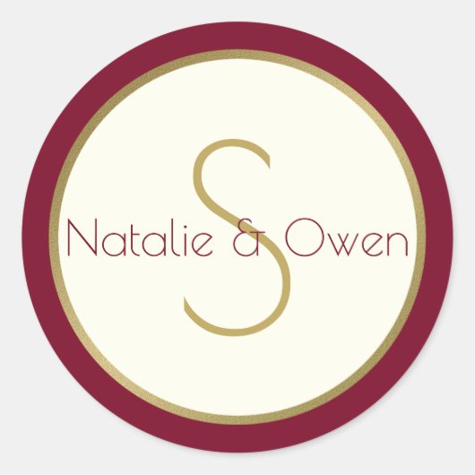 金ゴールドとモダンブルゴーニュ・モノグラム ラウンドシール (正面)