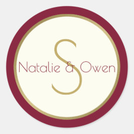 金ゴールドとモダンブルゴーニュ・モノグラム ラウンドシール