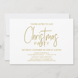 金ゴールドとモダンホワイトクリスマスパーティー 招待状