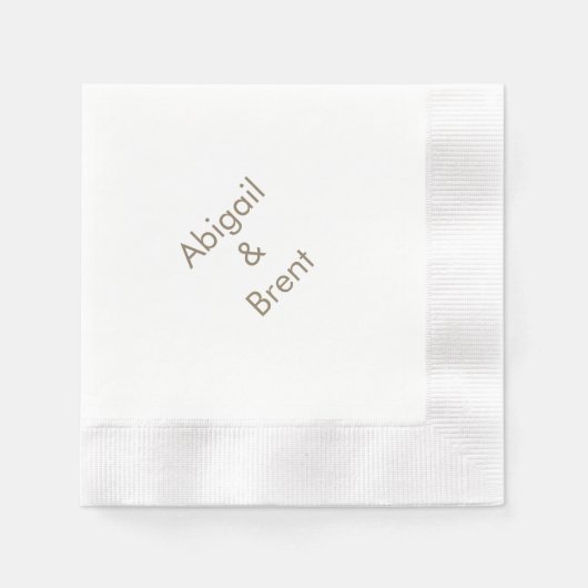 金ゴールドとモダンホワイトコ結婚イン 縁ありカクテルナプキン (正面)