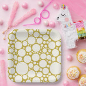 金ゴールドとモダンホワイトシャンパンバブル ペーパープレート (パーティー)