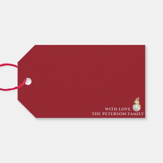 金ゴールドとモダン白オーナメント1赤いギフトラベル ギフトタグ (裏面横)