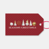 金ゴールドとモダン白オーナメント1赤いギフトラベル ギフトタグ (正面(横))