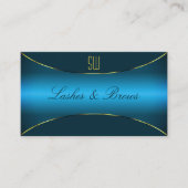 金ゴールドとモノグラムを縁ど有する発光ティール（緑がかった色）モダン 名刺 (正面)