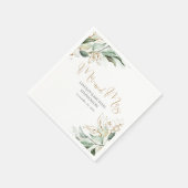 金ゴールドとユーカリ葉プ結婚ス スタンダードカクテルナプキン (角)