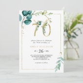 金ゴールドとユーカリ70th誕生日パーティー 招待状 (スタンド正面)