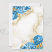 金ゴールドとライトブルーのヴィンテージフローラ 縁ど セーブザデート (裏面)