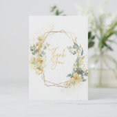 金ゴールドとライトブルーエレガントな結婚式サンキューカード サンキューカード (スタンド正面)