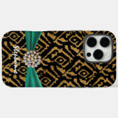 金ゴールドとラインストーンを用いた織物 Case-Mate iPhoneケース (裏面 (横))