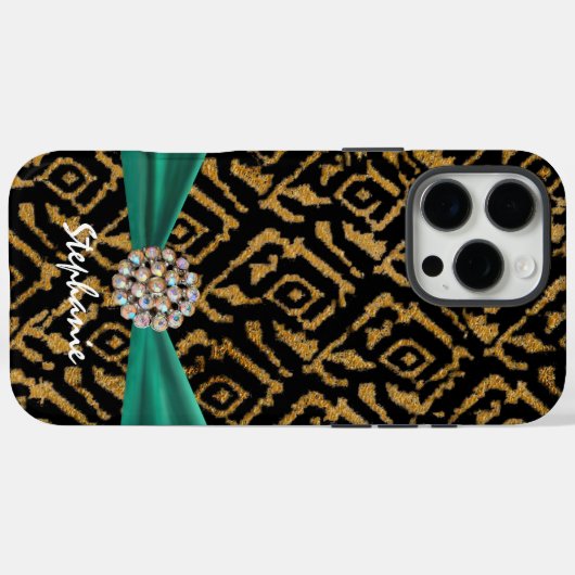 金ゴールドとラインストーンを用いた織物 Case-Mate iPhoneケース (裏面 (横))