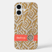 金ゴールドとラインストーンを用いた織物 Case-Mate iPhoneケース (裏面)