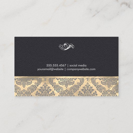 金ゴールドとレザーとダマスク 名刺 (裏面)