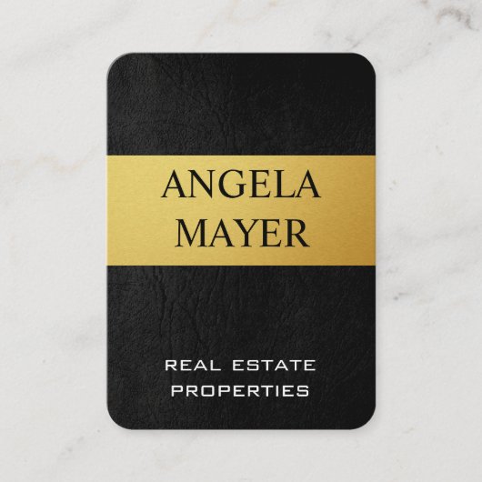 金ゴールドとレザー 名刺 (正面)