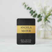 金ゴールドとレザー 名刺 (スタンド正面)