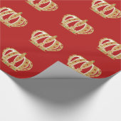 金ゴールドとレッドクラウン模様のラッピング紙 ラッピングペーパー (角)