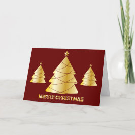 金ゴールドとレッドクリスマスツリーの休日の写真カード シーズンカード