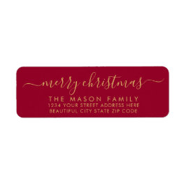 金ゴールドとレッドスクリプトクリスマス差出人住所ラベル ラベル