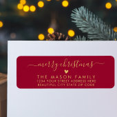 金ゴールドとレッドスクリプトハートクリスマス差出人住所 ラベル