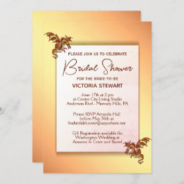 金ゴールドとレッドドラゴンブライダルシャワーの招待 招待状