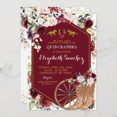 金ゴールドとレッドブルガンディウエスタンチャラキンセニェラ 招待状 (正面/裏面)