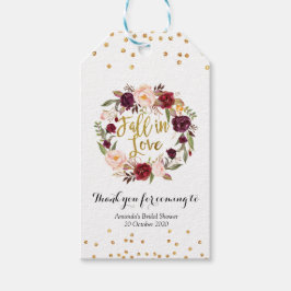 金ゴールドとレッドマルサラフローラ秋インラブメッセージカード ギフトタグ