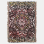 金ゴールドとレッド中世タペストリー スローブランケット (正面縦)