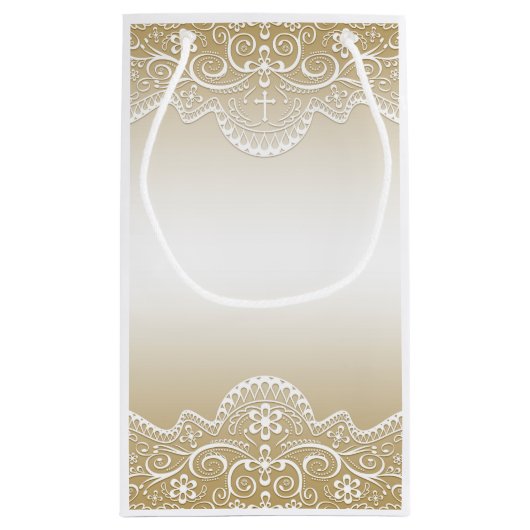 金ゴールドとレース、クロス、宗教的 スモールペーパーバッグ (裏面)