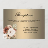 金ゴールドとワイルドフラワーボホウェディングレセプション エンクロージャーカード (正面)