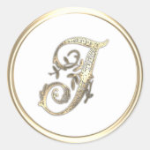 金ゴールドと任意の色華美イニシャルモノグラムI ラウンドシール (正面)