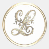 金ゴールドと任意の色華美イニシャルモノグラムL ラウンドシール (正面)