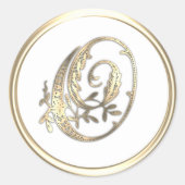 金ゴールドと任意の色華美イニシャルモノグラムO ラウンドシール (正面)