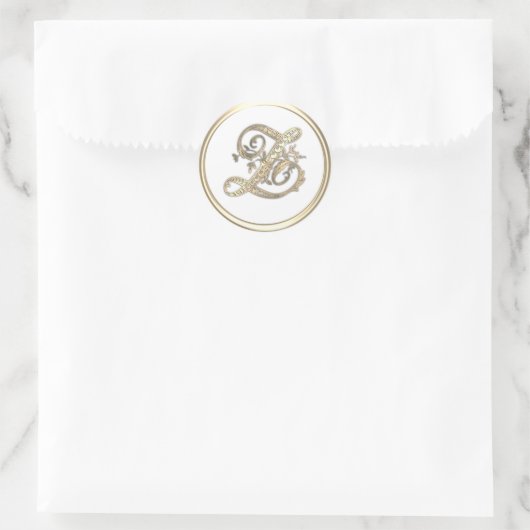 金ゴールドと任意の色華美イニシャルモノグラムZ ラウンドシール (バッグ)