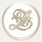 金ゴールドと任意の色華美イニシャルモノグラムZ ラウンドシール (正面)