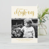 金ゴールドと冬の白いクリスマスフォトカード シーズンカード (スタンド正面)