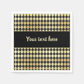 金ゴールドと動揺してブラックヴィンテージハーレクイン スタンダードカクテルナプキン (正面)