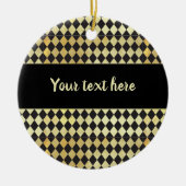 金ゴールドと動揺してブラックヴィンテージハーレクイン セラミックオーナメント (正面)