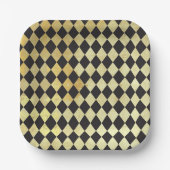 金ゴールドと動揺してブラックヴィンテージハーレクイン ペーパープレート (正面)