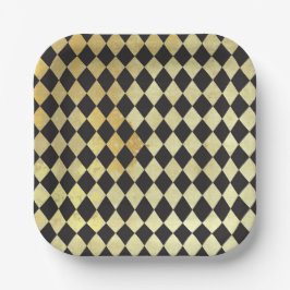 金ゴールドと動揺してブラックヴィンテージハーレクイン ペーパープレート