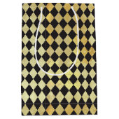 金ゴールドと動揺してブラックヴィンテージハーレクイン ミディアムペーパーバッグ (正面)