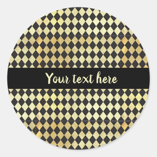 金ゴールドと動揺してブラックヴィンテージハーレクイン ラウンドシール (正面)