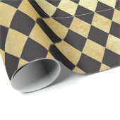 金ゴールドと動揺してブラックヴィンテージハーレクイン ラッピングペーパー (ロールコーナー)