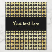 金ゴールドと動揺してブラックヴィンテージハーレクイン ワインラベル (シングルラベル)