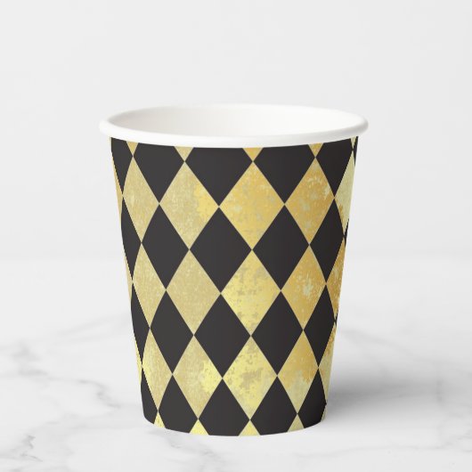 金ゴールドと動揺してブラックヴィンテージハーレクイン 紙コップ (正面)