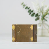 金ゴールドと古いブックカバー 名刺 (スタンド正面)